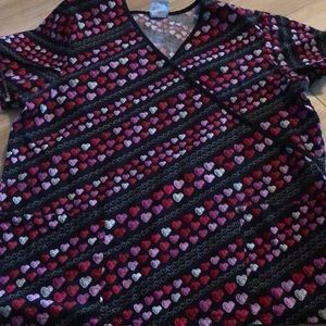 Xl red heart scrub top euc